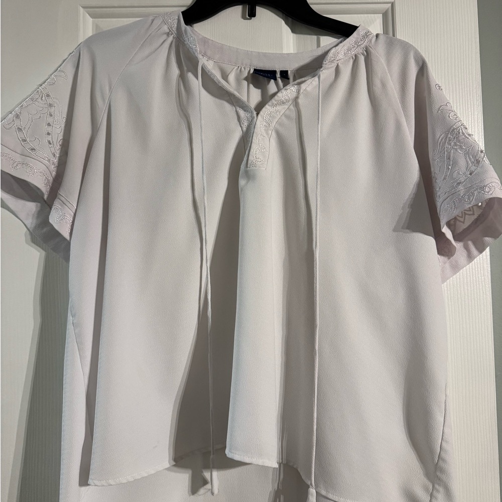 Kaari Blue White Embroidered Blouse